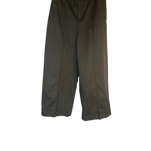 Zara Woman XS Olive Green Belted Wide-Leg Cropped Pants Cotton Blend - Picture 12 of 13